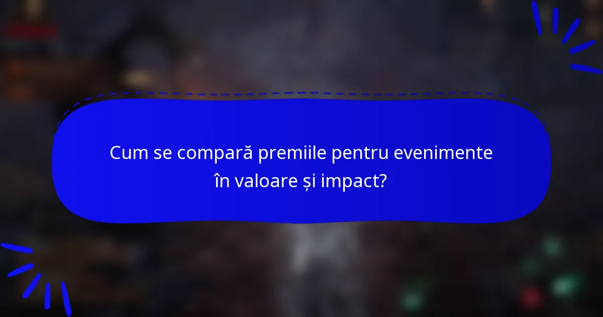 Cum se compară premiile pentru evenimente în valoare și impact?